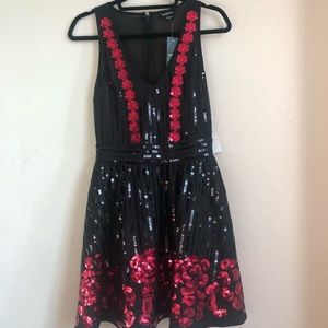 Hayley Sequin Full Skirt Bebe Dress